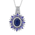 D'Joy Kashmir Kyanite, Multi Gemstone Pendant Necklace (20 Inches) in Rhodium Over Sterling Silver 4.90 ctw - Sticky add to cart bar