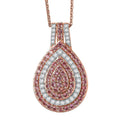 D'Joy AAA Padparadscha Sapphire, White Zircon Pendant Necklace in 18K Vermeil RG Over Sterling Silver 1.70 ctw (20 Inches) - Sticky add to cart bar