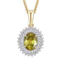Luxoro Premium Platinum Sphene and I2 Diamond 1.70 ctw Pendant Necklace in 10K Yellow Gold 20 Inches