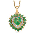 D'Joy Socoto Emerald, White Zircon Pendant Necklace (20 Inches) in 18K Vermeil YG Over Sterling Silver 1.70 ctw - Sticky add to cart bar