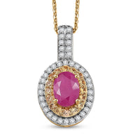 D'Joy Premium Montepuez Ruby and Multi Gemstone 1.60 ctw Sunfire Regalia Pendant Necklace 20 Inches in 18K Vermeil Yellow Gold Over Sterling Silver