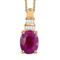 Luxoro Premium Royal Ruby and I2 Diamond 2.40 ctw Pendant Necklace 20 Inches in 10K Yellow Gold