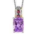 EverTrue Rose De France Amethyst and Orissa Rhodolite Garnet 6.90 ctw Pendant in 18K YG Plated and Platinum Bond with Stainless Steel Necklace 20 Inches - Sticky add to cart bar