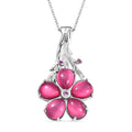 GP Mulberry Moonstone and Madagascar Pink Sapphire 10.15 ctw Pendant Necklace in Rhodium Over Sterling Silver 18 Inches - Sticky add to cart bar