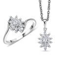 J Francis Embellished with Zirconia by Swarovski 2.25 ctw Ring and Pendant Necklace (20 Inches) in Platinum Over Sterling Silver - Sticky add to cart bar