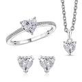 J Francis Embellished with Zirconia by Swarovski 3.80 ctw Earrings, Ring and Pendant in Platinum Over Sterling Silver with Stainless Steel Necklace 20 Inches - Sticky add to cart bar