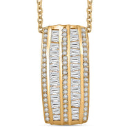 J Francis Embellished with Zirconia by Swarovski 4.60 ctw Starlit Steps Pendant in 18K YG Plated and Stainless Steel Necklace 20 Inches