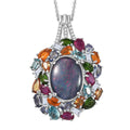 D'Joy Elysian Opal (Triplet) 13.40 ctw Pendant Necklace 20 Inches in Rhodium Over Sterling Silver - Sticky add to cart bar