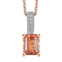 Luxuriant Premium Blush Tourmaline and Lab Grown Diamond 1.85 ctw Crownlight Pendant Necklace 20 Inches in 10K White and Rose Gold