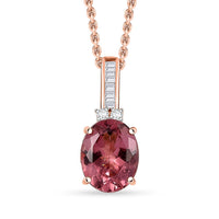 Luxoro Red Apatite and G-H I2 Diamond 3.00 ctw Firelight Crown Pendant Necklace in 10K Rose Gold 20 Inches