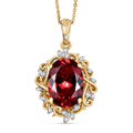 D'Joy Lab Created Padparadscha Sapphire and White Zircon 8.80 ctw Pendant Necklace 20 Inches in 18K Vermeil Yellow Gold Over Sterling Silver - Sticky add to cart bar