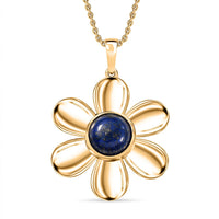 Lapis Lazuli 4.50 ctw Pendant in 18K YG Plated with ION Plated YG Stainless Steel Necklace (20 Inches)