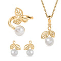 Freshwater Pearl Earrings, Ring (Size 8.0) and Pendant Necklace 20 Inches in ION Plated YG Stainless Steel 8.40 ctw - Sticky add to cart bar