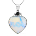 Opalite and Multi Gemstone 32.50 ctw Heart Pendant Necklace in Silvertone 20 Inches - Sticky add to cart bar