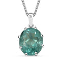 D'Joy Dean Teal Fluorite (IR) Art-Deco 5.50 ctw Aqua Crown Pendant Necklace in Platinum Over Sterling Silver 20 Inches - Sticky add to cart bar