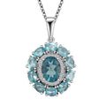 D'Joy Dean Teal Fluorite (IR) and Multi Gemstone 3.60 ctw Blue Anemone Flower Pendant Necklace in Platinum Over Sterling Silver 20 Inches - Sticky add to cart bar