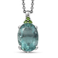 D'Joy Dean Teal Fluorite (IR) and Chrome Diopside Caribbean Bloom 6.90 ctw Pendant Necklace in Platinum Over Sterling Silver 20 Inches - Sticky add to cart bar