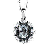 D'Joy Tanzanite, White and Yellow Diamond (0.40 cts) Pendant Necklace (20 Inches) in Rhodium Over Sterling Silver 1.70 ctw