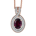 Luxoro AAA Radiant Ember Garnet and G-H I2 Diamond 1.70 ctw Flamebend Pendant Necklace 20 Inches in 10K Rose Gold - Sticky add to cart bar
