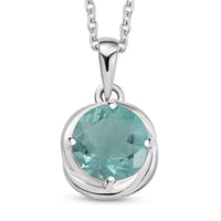 Belgian Teal Fluorite 2.35 ctw Pendant in Sterling Silver with Stainless Steel Necklace 20 Inches