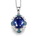 D'Joy Masoala Sapphire (D), White Zircon and Blue Diamond 7.65 ctw Pendant Necklace in Rhodium Over Sterling Silver 20 Inches - Sticky add to cart bar