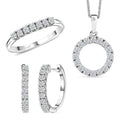D'Joy Lab Grown Diamond (I1) Hoop Earrings, Ring (Size 5.0) and Circle Pendant Necklace (20 Inches) in Rhodium Over Sterling Silver 1.70 ctw - Sticky add to cart bar