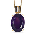 D'Joy Premium African Amethyst, Natural Champagne and White Diamond Pendant Necklace (20 Inches) in 18K Vermeil YG Over Sterling Silver 12.55 ctw - Sticky add to cart bar