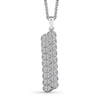 J Francis Embellished with Zirconia by Swarovski 4.15 ctw Crownline Pendant Necklace 20 Inches in Platinum Over Sterling Silver