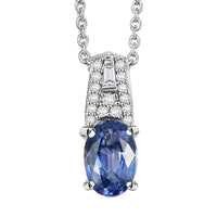 Luxoro AAA Ceylon Sapphire and Diamond 1.10 ctw Celestial Night Sky Pendant Necklace in 10K White Gold 20 Inches
