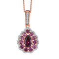 D'Joy AAA Radiant Ember Garnet and White Zircon 2.40 ctw Crown Teardrop Pendant Necklace in 18K Vermeil Rose Gold Over Sterling Silver 20 Inches - Sticky add to cart bar