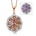 D'Joy Madagascar Color Change Garnet and Moissanite 1.10 ctw Imperial Bloom Pendant Necklace in 18K Vermeil Rose Gold Over Sterling Silver 20 Inches - Sticky add to cart bar