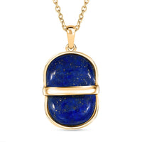 EverTrue Lapis Lazuli 8.00 ctw Pendant in 18K YG Plated with ION Plated YG Stainless Steel Necklace 20 Inches