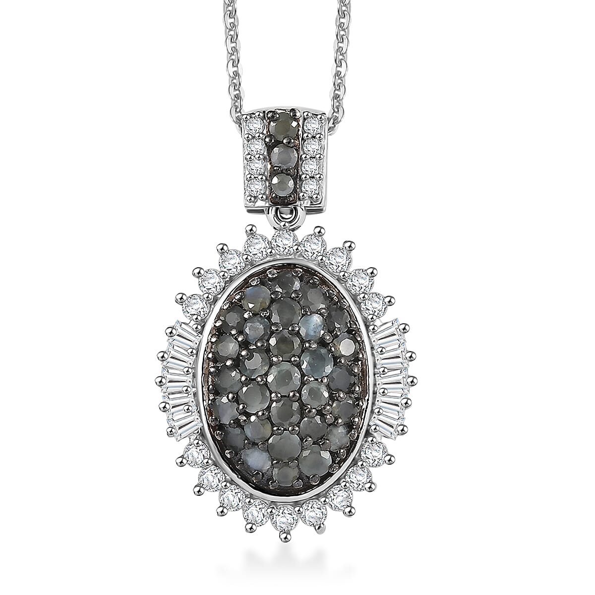 D'Joy Narsipatnam Alexandrite and Moissanite 1.80 ctw Pendant Necklace 20 Inches in Rhodium Over Sterling Silver 1.80 ctw