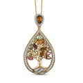 GP Italian Garden Collection Multi-Tourmaline and Multi Gemstone 2.50 cctw Tree of Life Pendant Necklace in 18K Vermeil Yellow Gold Over Sterling Silver 20 Inches - Sticky add to cart bar