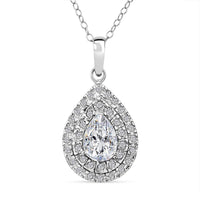 D'Joy Moissanite 2.60 ctw Eternal Glow Pendant Necklace 20 Inches in Rhodium Over Sterling Silver