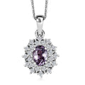 D'Joy Royal Lavender Spinel and Moissanite 1.50 ctw Diamond Lace Pendant Necklace in Rhodium Over Sterling Silver 20 Inches - Sticky add to cart bar