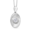 D'Joy Moissanite (Rnd 5mm) Pendant Necklace (20 Inches) in Rhodium Over Sterling Silver 0.50 ctw - Sticky add to cart bar