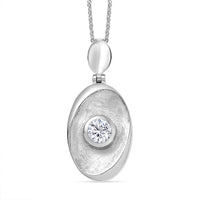 D'Joy Moissanite (Rnd 5mm) Pendant Necklace (20 Inches) in Rhodium Over Sterling Silver 0.50 ctw