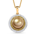 TLV D'Joy South Sea Golden Cultured Pearl 9-11mm, Yellow Diamond (IR), Diamond Pendant Necklace (20 Inches) in 18K Vermeil YG Over Sterling Silver 0.50 ctw - Sticky add to cart bar