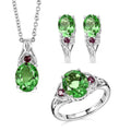 EverTrue Chartreuse Quartz (Triplet) and Orissa Rhodolite Garnet 9.20 ctw Earrings, Ring (Size 5.0) and Pendant Necklace 20 Inches in Stainless Steel - Sticky add to cart bar
