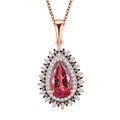 Luxoro AAA Red Apatite, Natural Champagne and White Diamond 2.60 ctw Flare Tiara Pendant Necklace in 10K Rose Gold 20 Inches - Sticky add to cart bar
