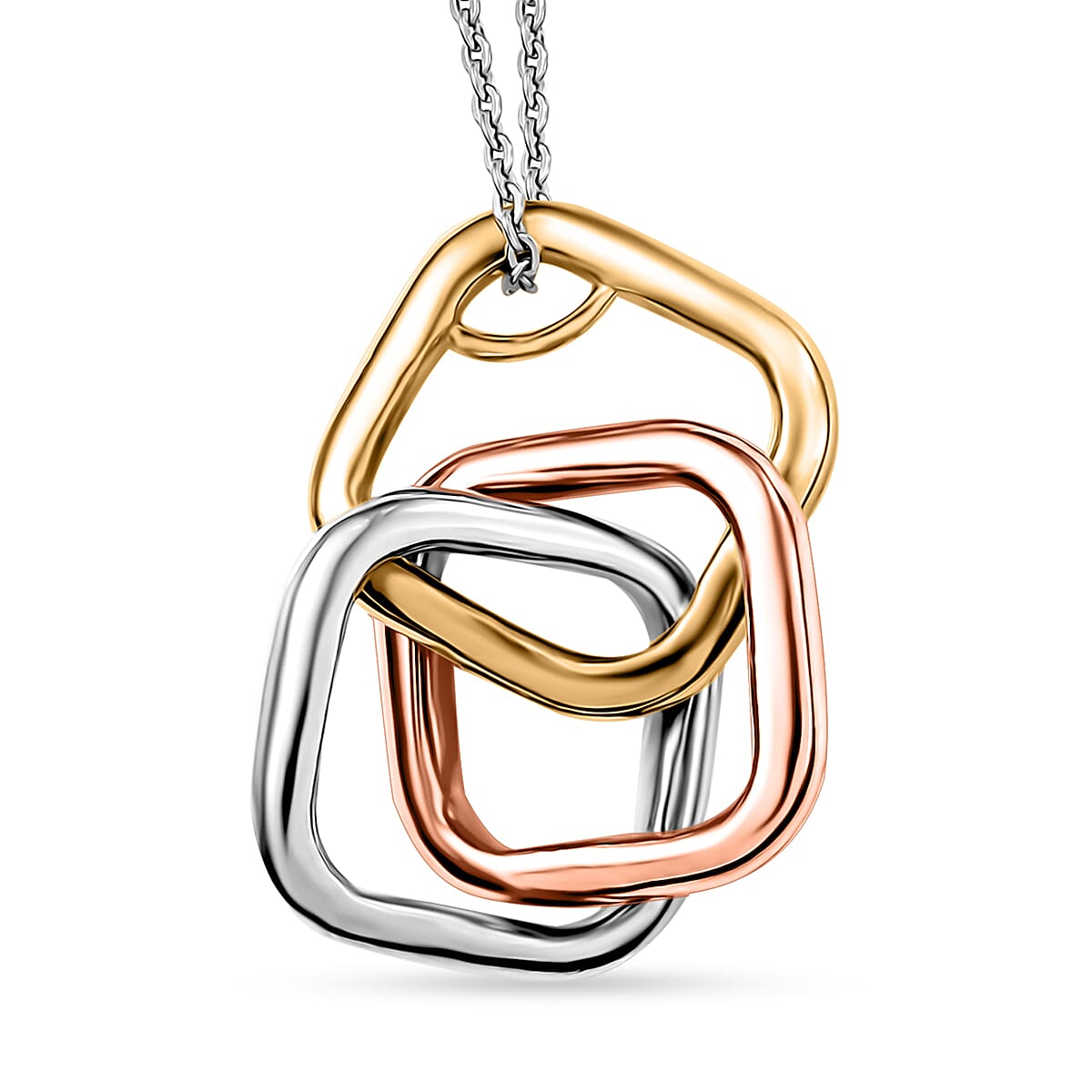 D'Joy Interlocking Pendant Necklace (20 Inches) in 18K Vermeil YG, RG and Rhodium Over Sterling Silver 6.60 Grams
