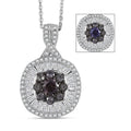 D'Joy Madagascar Color Change Garnet and Moissanite 1.50 ctw Regal Halo Pendant Necklace 20 inches in Rhodium Over Sterling Silver - Sticky add to cart bar