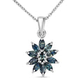 D'Joy Australian Sapphire 1.15 ctw Twilight Blossom Pendant Necklace in Rhodium Over Sterling Silver 20 Inches - Sticky add to cart bar