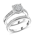 Set of 2 White Diamond Bridal Band Ring in Sterling Silver (Size 7.0) 0.33 ctw - Sticky add to cart bar