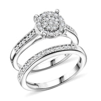 Set of 2 White Diamond Bridal Band Ring in Sterling Silver (Size 7.0) 0.33 ctw