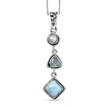 Prmium Larimar and Multi Gemstone 2.35 ctw Pendant Necklace in Rhodium Over Sterling Silver 20 Inches - Sticky add to cart bar