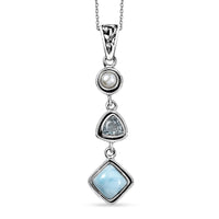 Prmium Larimar and Multi Gemstone 2.35 ctw Pendant Necklace in Rhodium Over Sterling Silver 20 Inches