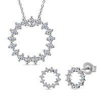 Luxuriant Lab Grown Diamond (G-H, SI) Earrings and Pendant Necklace (20 Inches) in Rhodium Over Sterling Silver 0.75 ctw