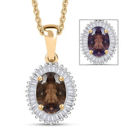 Luxoro AAA Madagascar Color Change Garnet and I2 Diamond 1.20 ctw Starry Bloom Pendant Necklace in 10K Yellow Gold 20 Inches